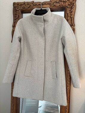 J. Crew Light Gray Wool-Blend Stand Collar Pea Coat